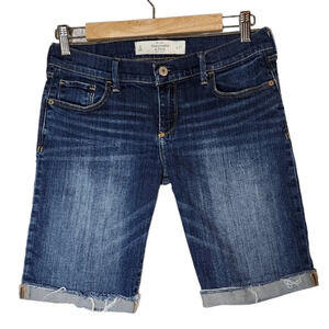 Abercrombie & Fitch 9" Bermuda Cuffed Jean Shorts Stretch Denim Size 4/27